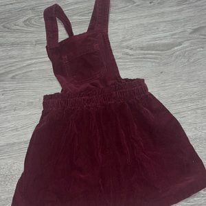 Maroon skirt with suspenders